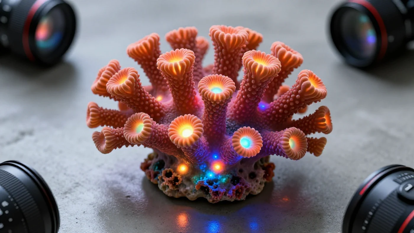 Bioluminescent Coral, Soft Studio Light 4K — 4K abstract background