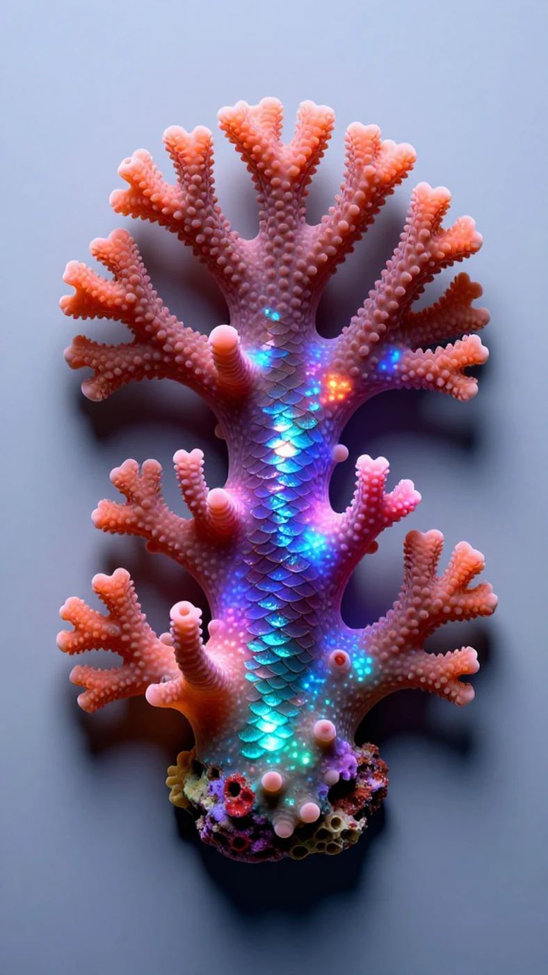 Bioluminescent Coral, Soft Studio Light 4K — 4K abstract background