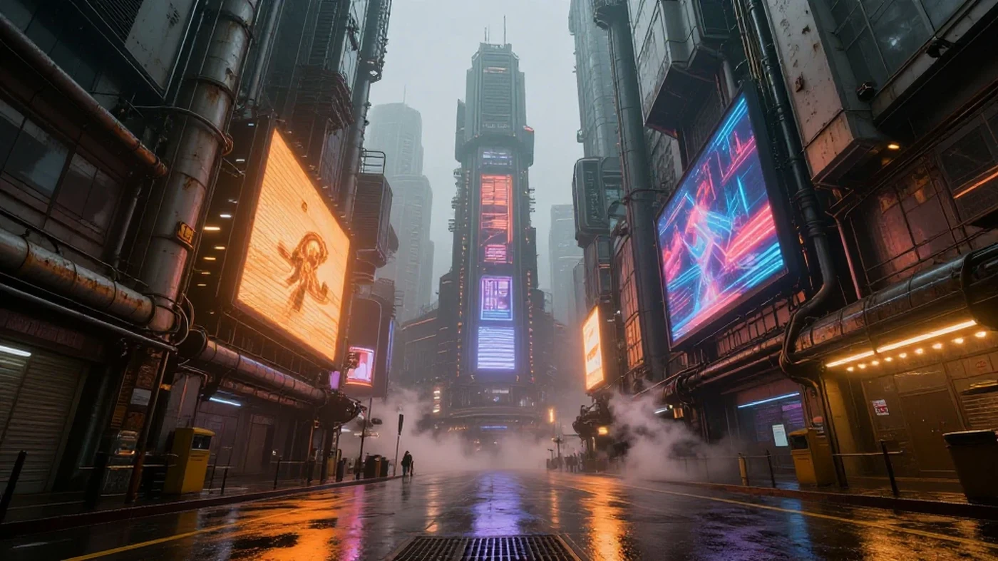 Neon Market Stalls Buzz 4K — 4K texture