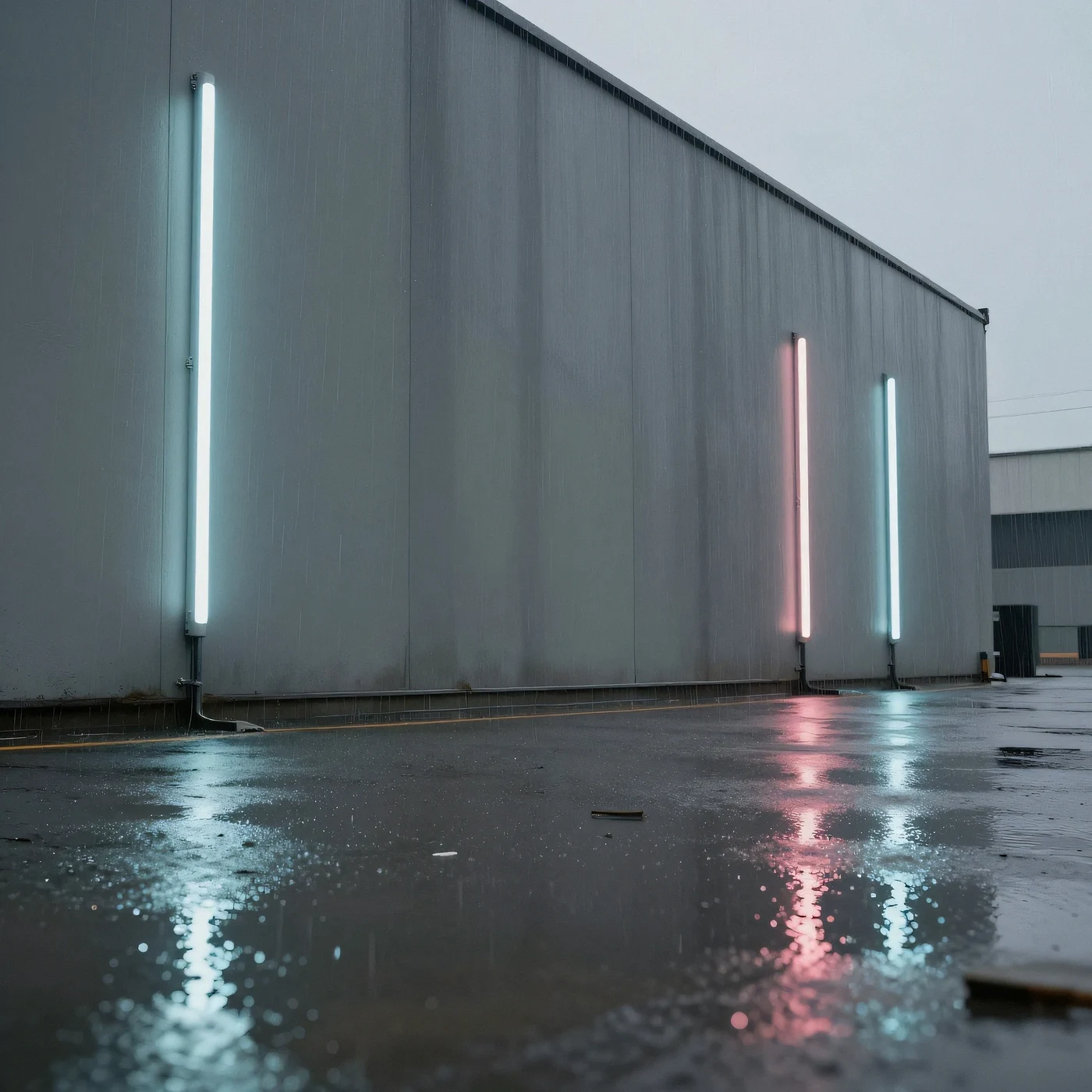 Neon tube glow reflected on surface, neon rain 4K — 4K neon background