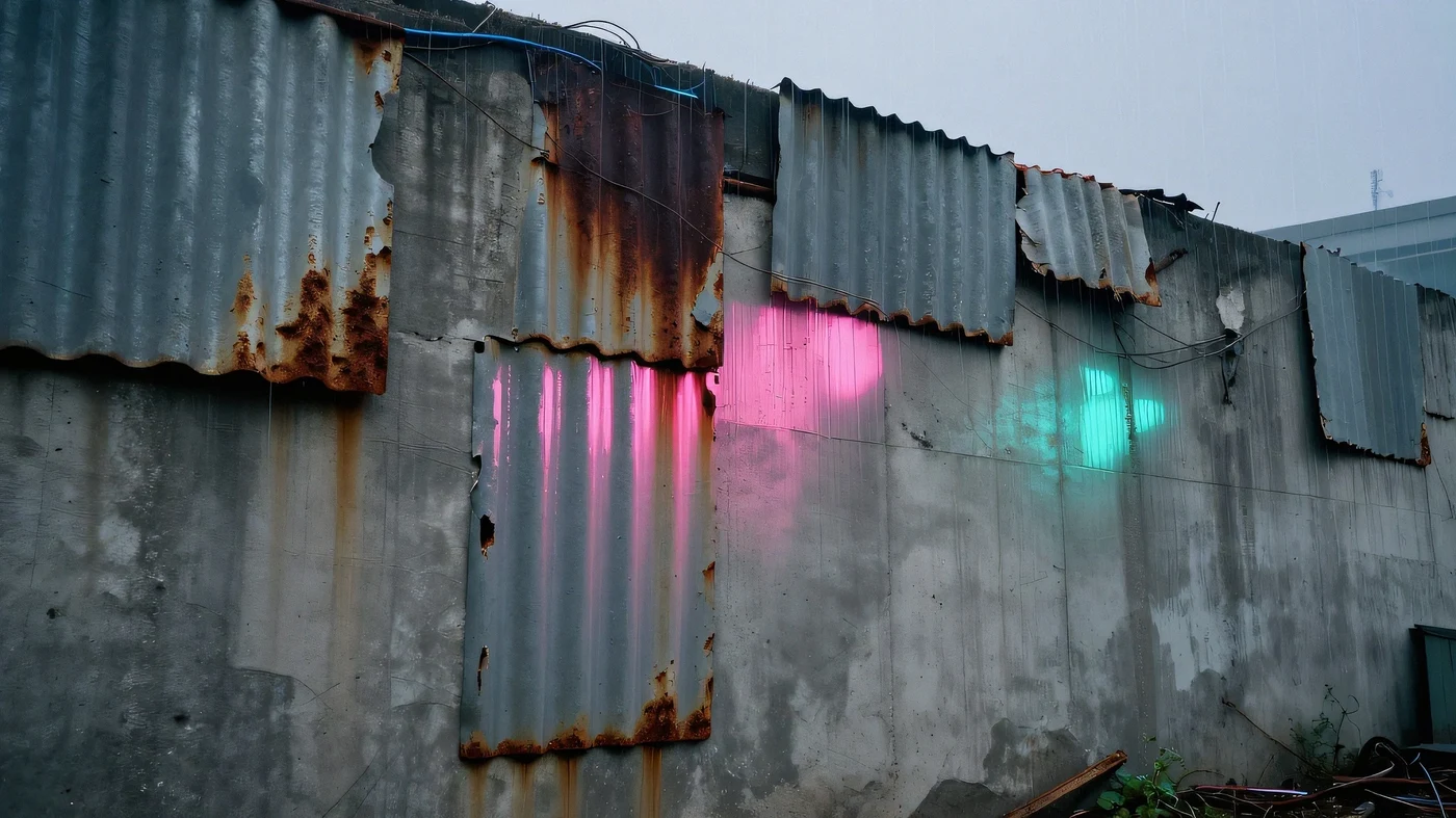 Corroded ferroconcrete wall 4K — 4K neon background