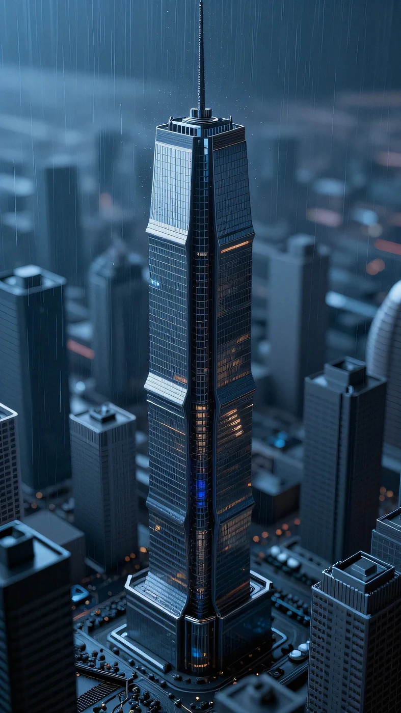 Cold north-sky 6500K ambient blue cast, neon rain 4K — 4K neon background