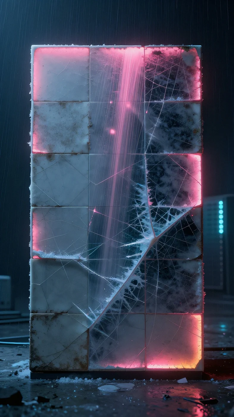 Frost-encrusted ceramic tile panel 4K — 4K neon background