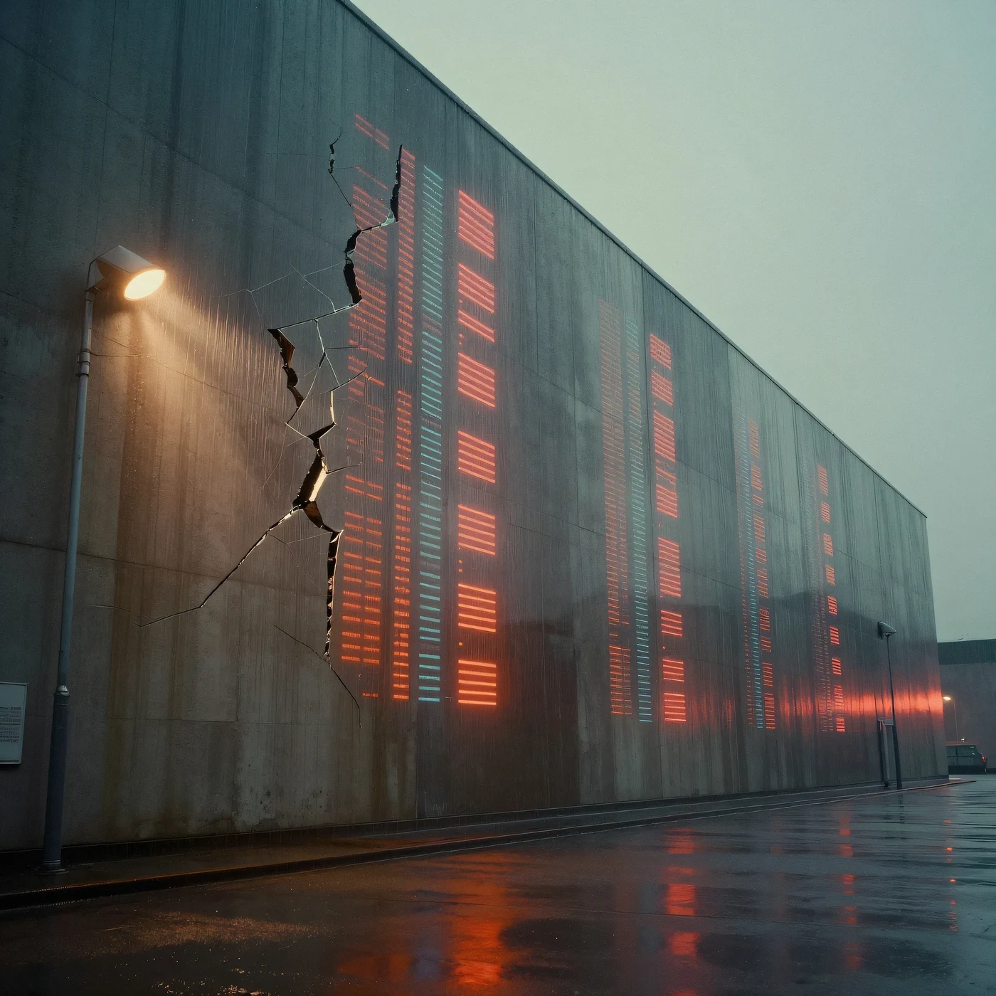 Crimson rain slicked ferroconcrete 4K — 4K neon background