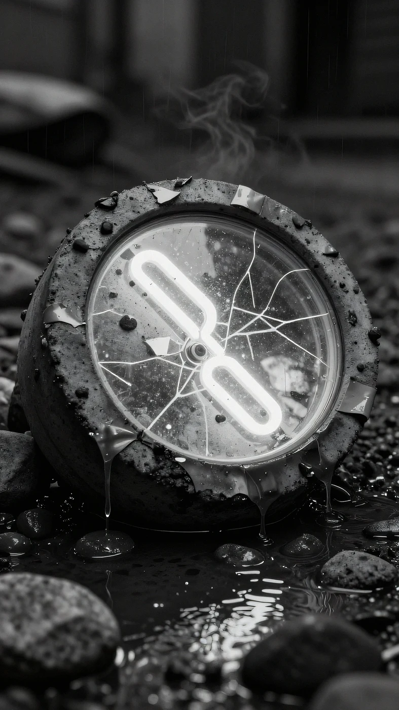 Oil-slicked concrete pebble, fluorescent 4K — 4K neon background