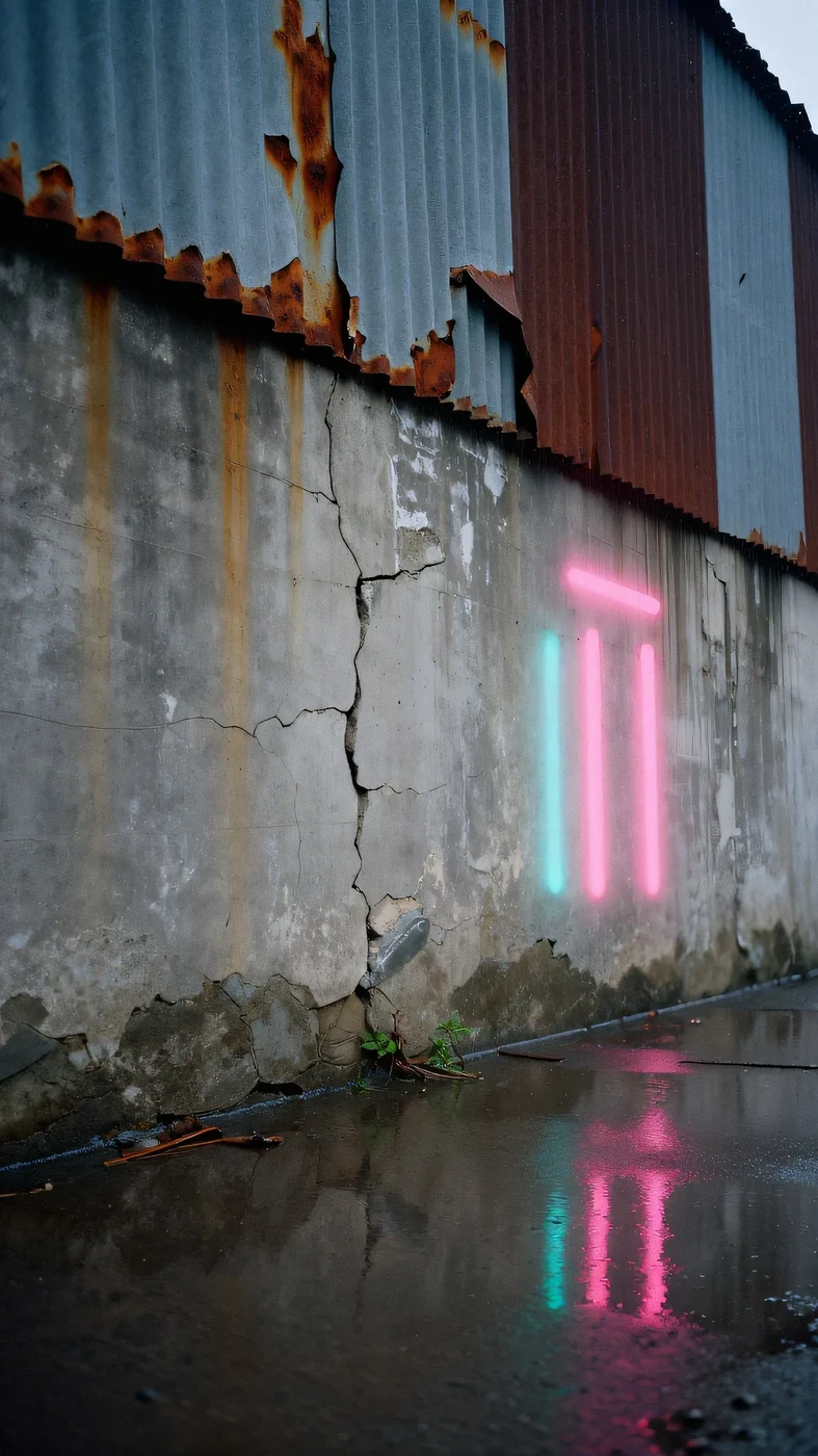 Cracked concrete wall 4K — 4K neon background