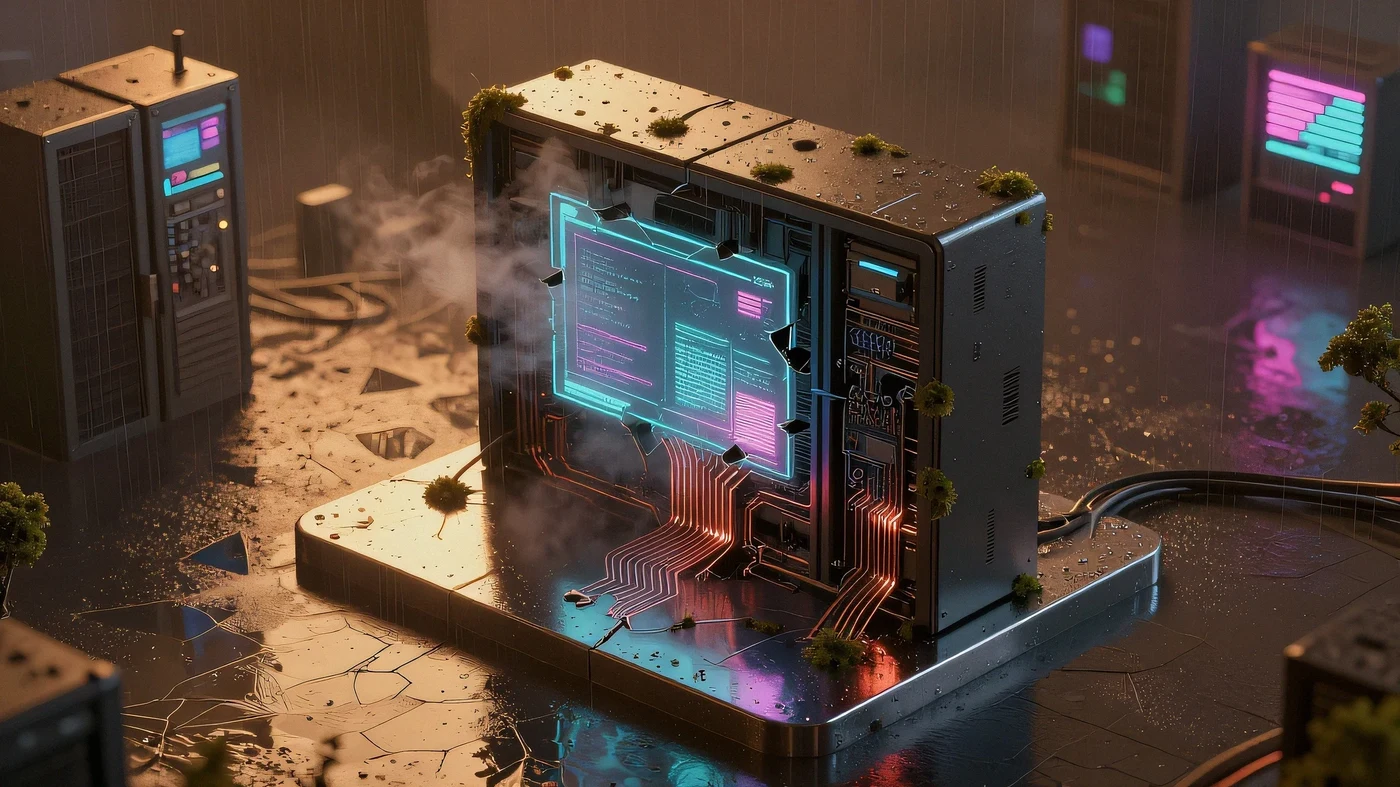 Rain-slicked chrome plinth, 3200K 4K — 4K neon background