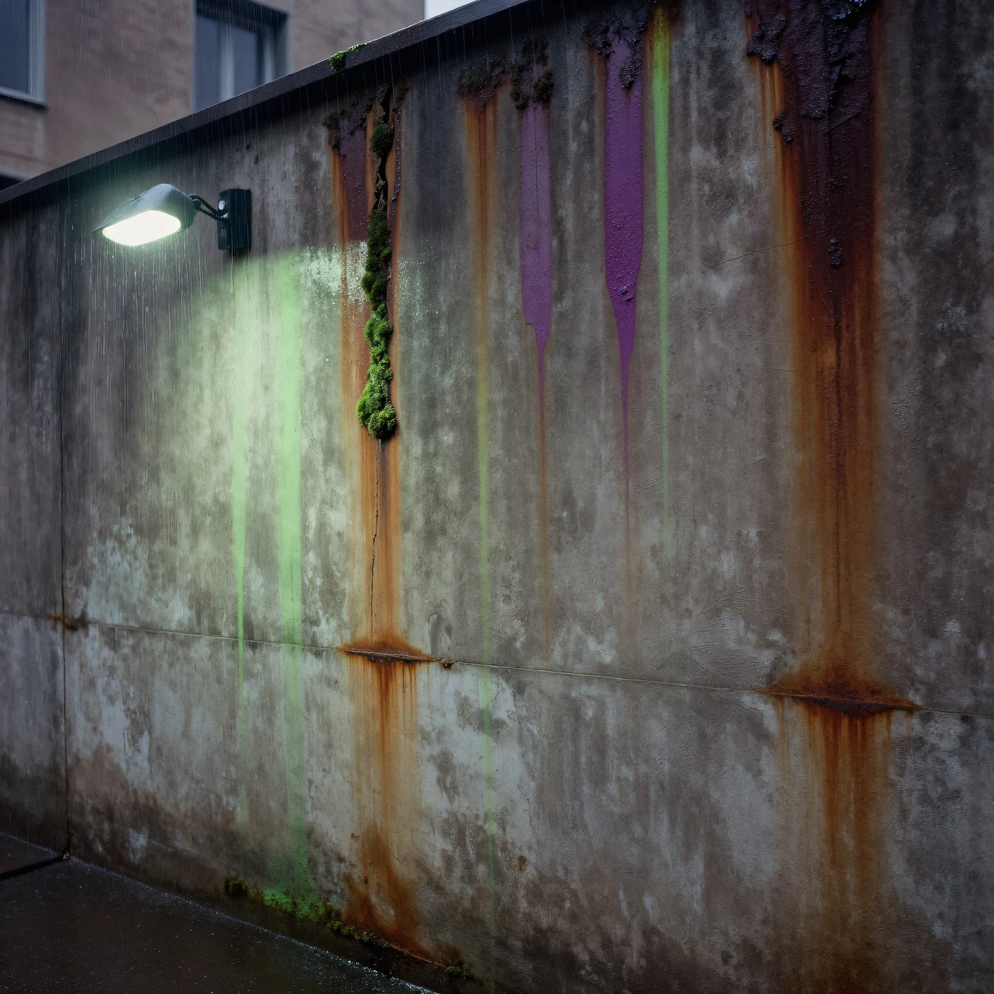 Corroded ferroconcrete wall 4K — 4K neon background