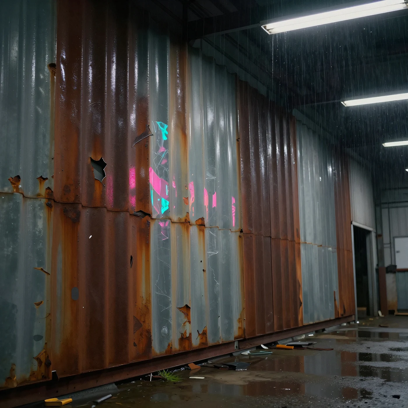 Corrugated steel paneling 4K — 4K neon background
