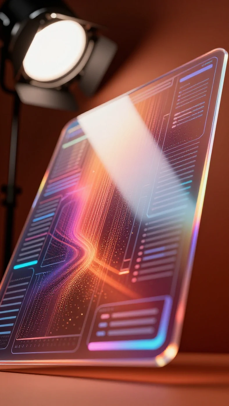 Terracotta UI, Holographic Data Streams 4K — 4K abstract background