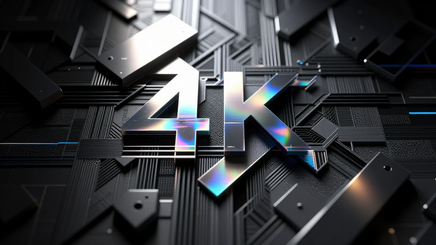 Industrial data stream, shimmering iridescent glitch 4K — 4K abstract background