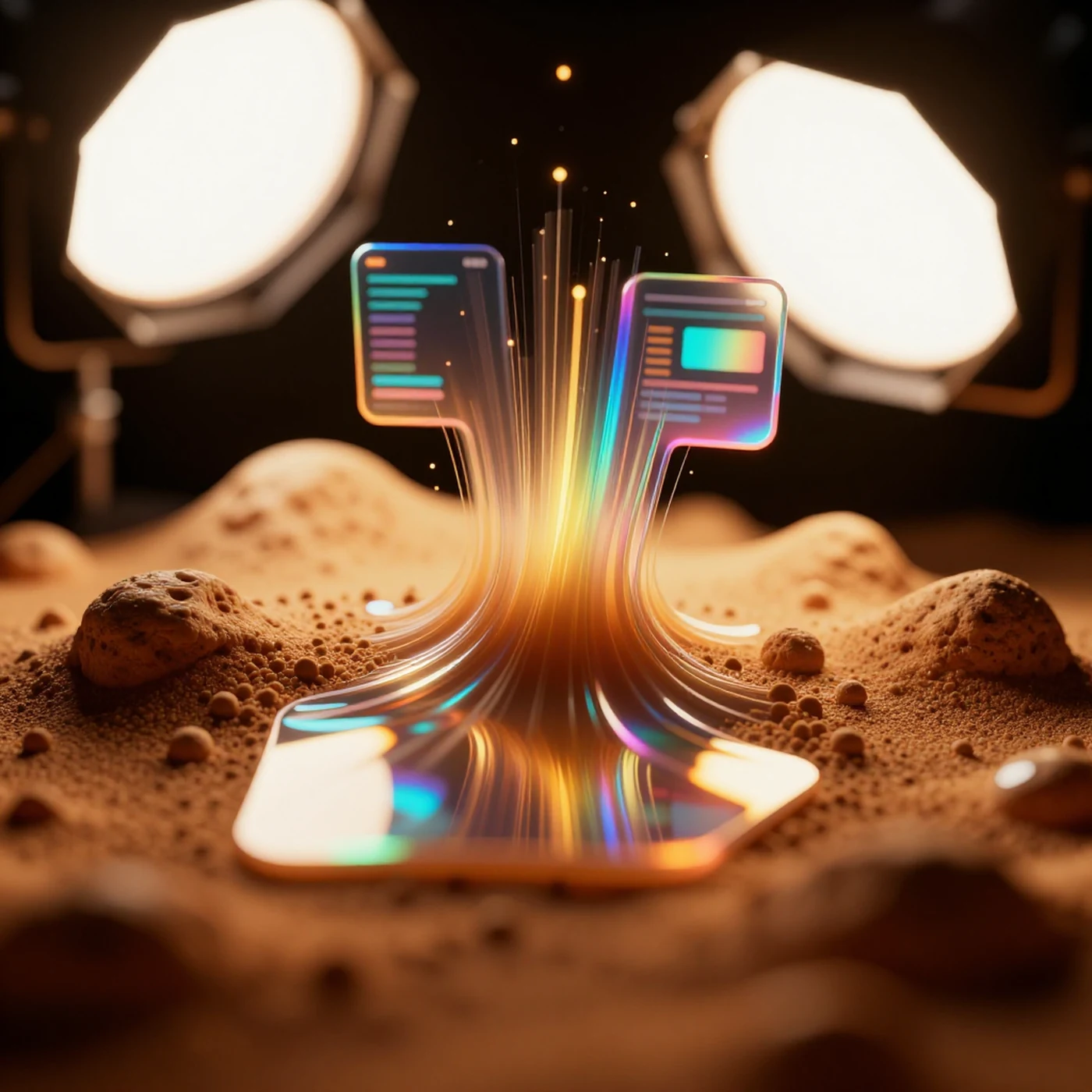 Digital Particles + Holographic Distortion 4K — 4K abstract background