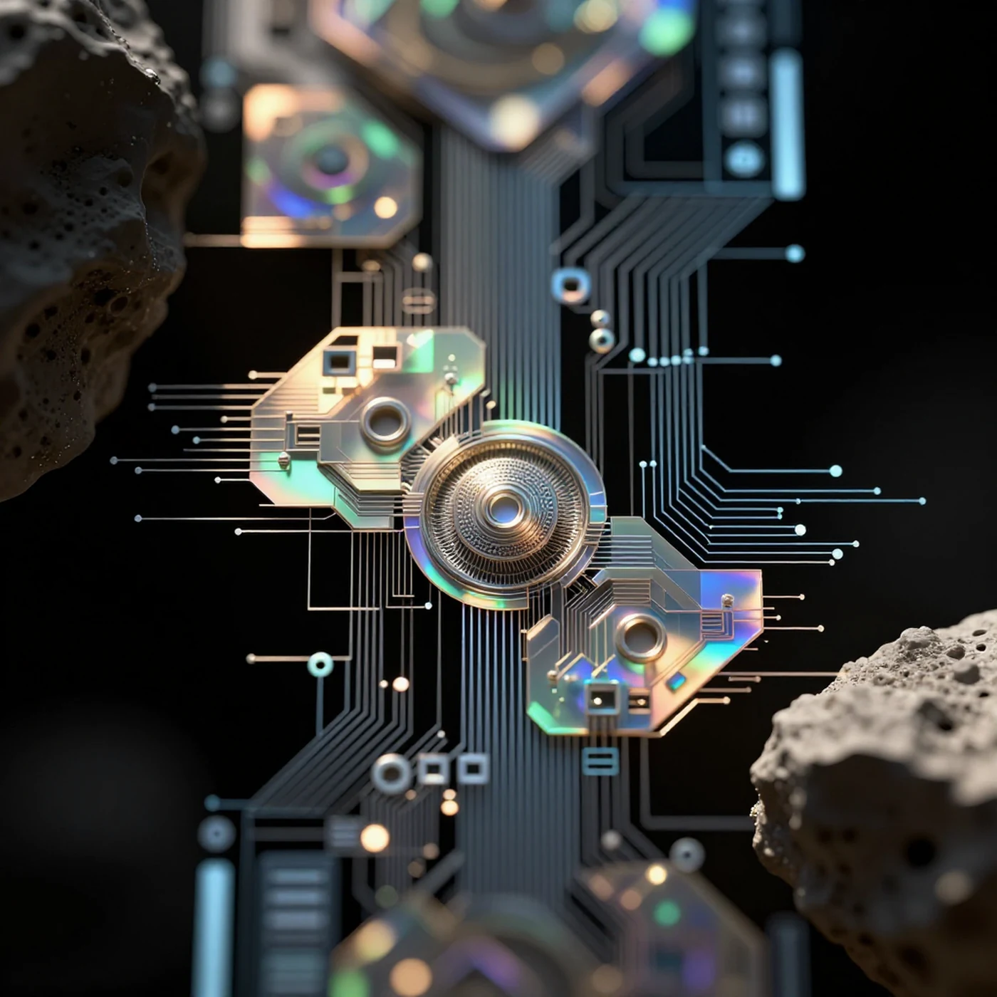 Geometric Circuitry, Shimmering Hologram 4K — 4K abstract background