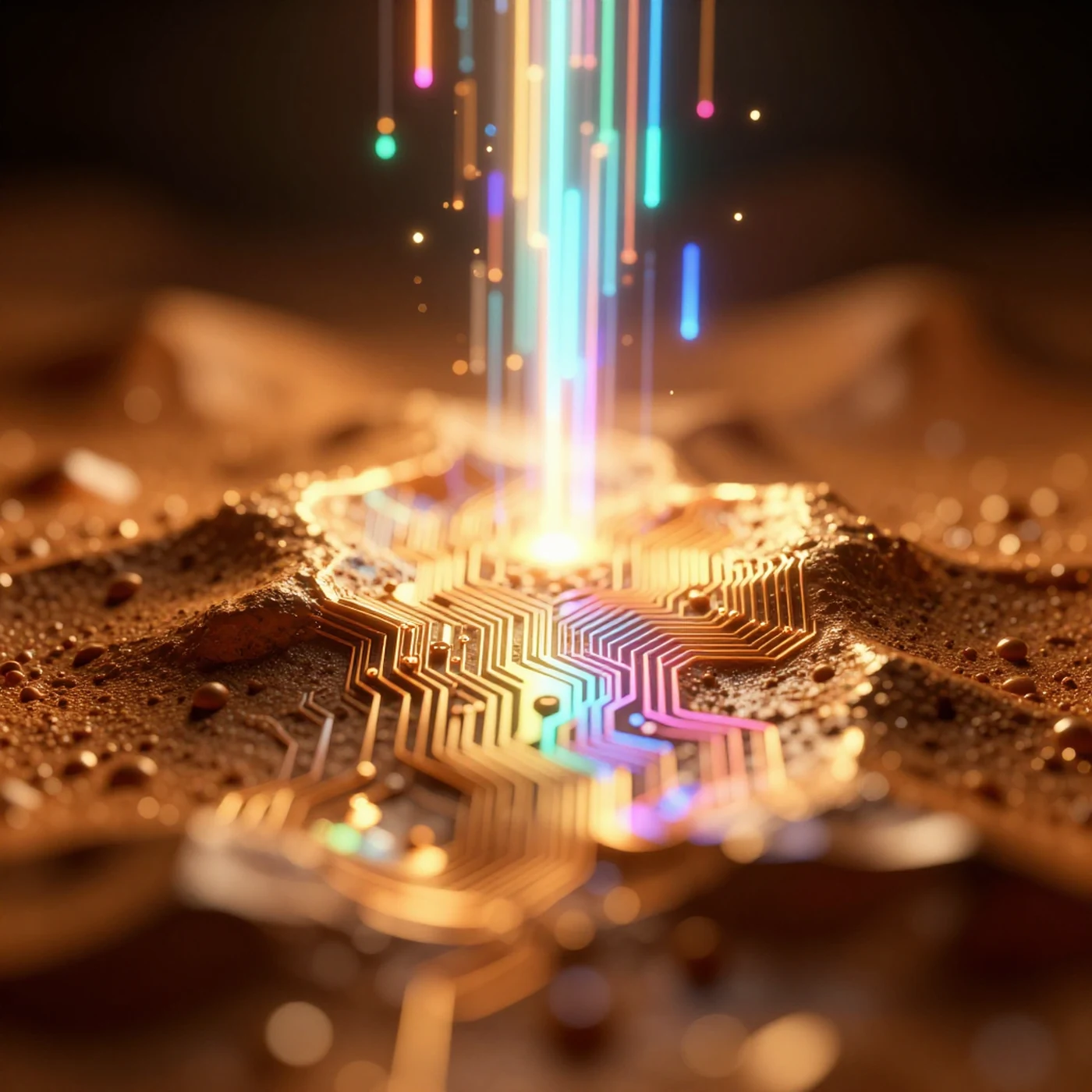 Photogrammetry scan, neon glow 4K — 4K abstract background