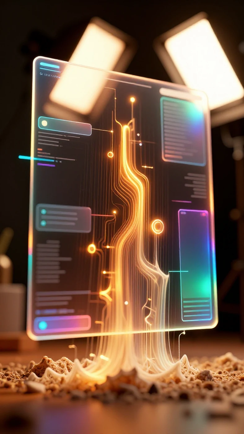 Holographic UI, Rising Streamer, 8K Detail — 4K abstract background