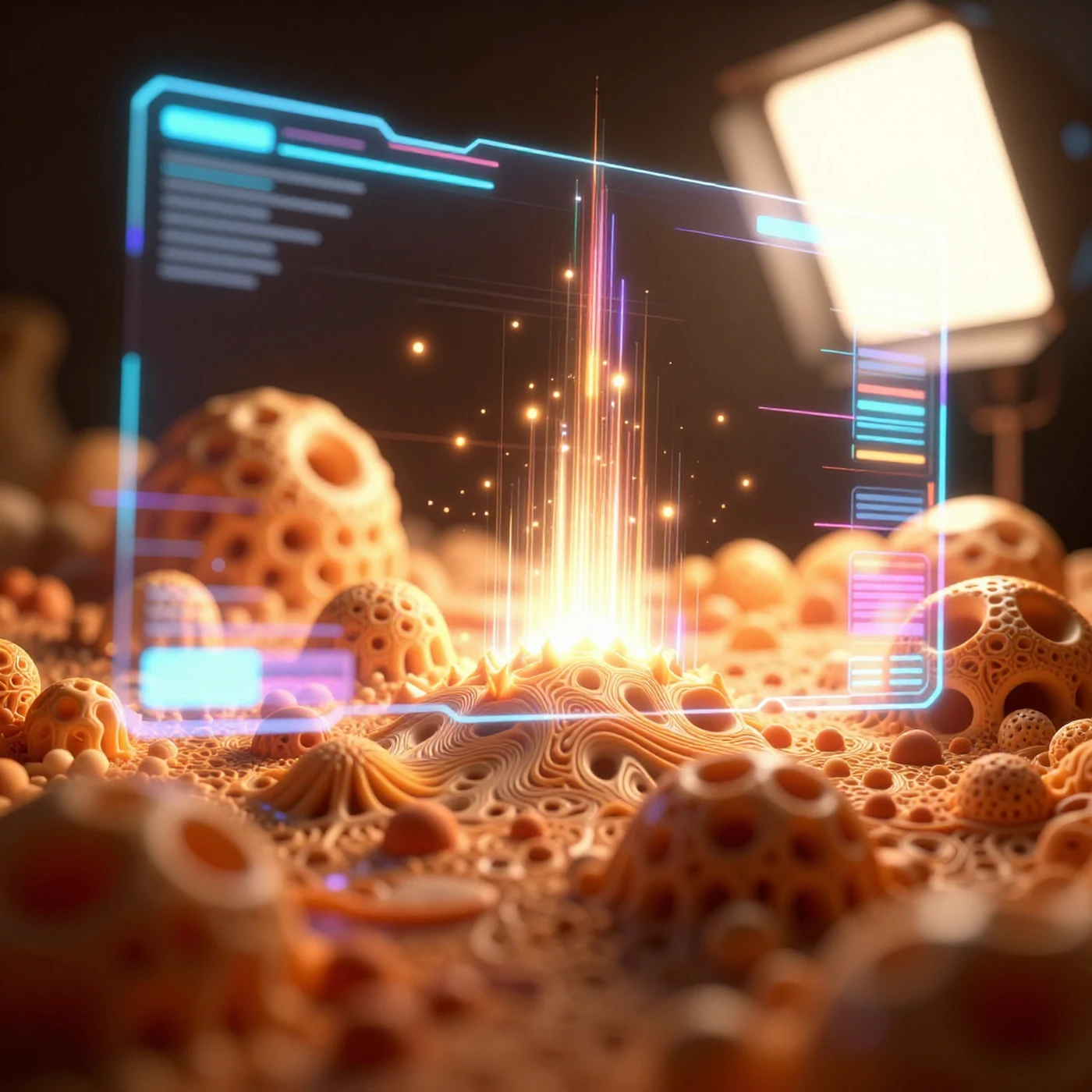 Photogrammetry scan, neon glow 4K — 4K abstract background