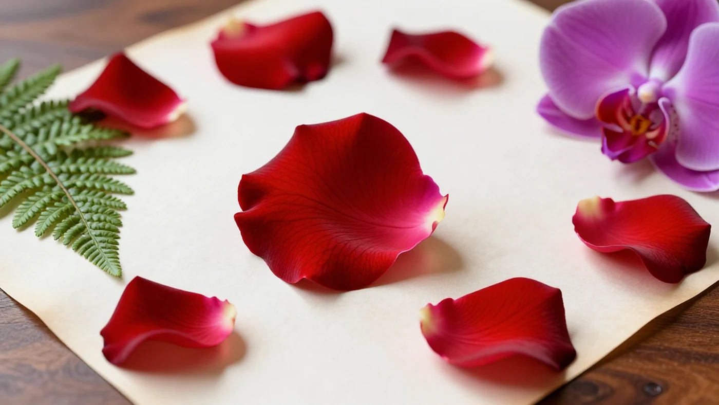 Crimson Rose, Ferns & Orchids 4K — 4K abstract background