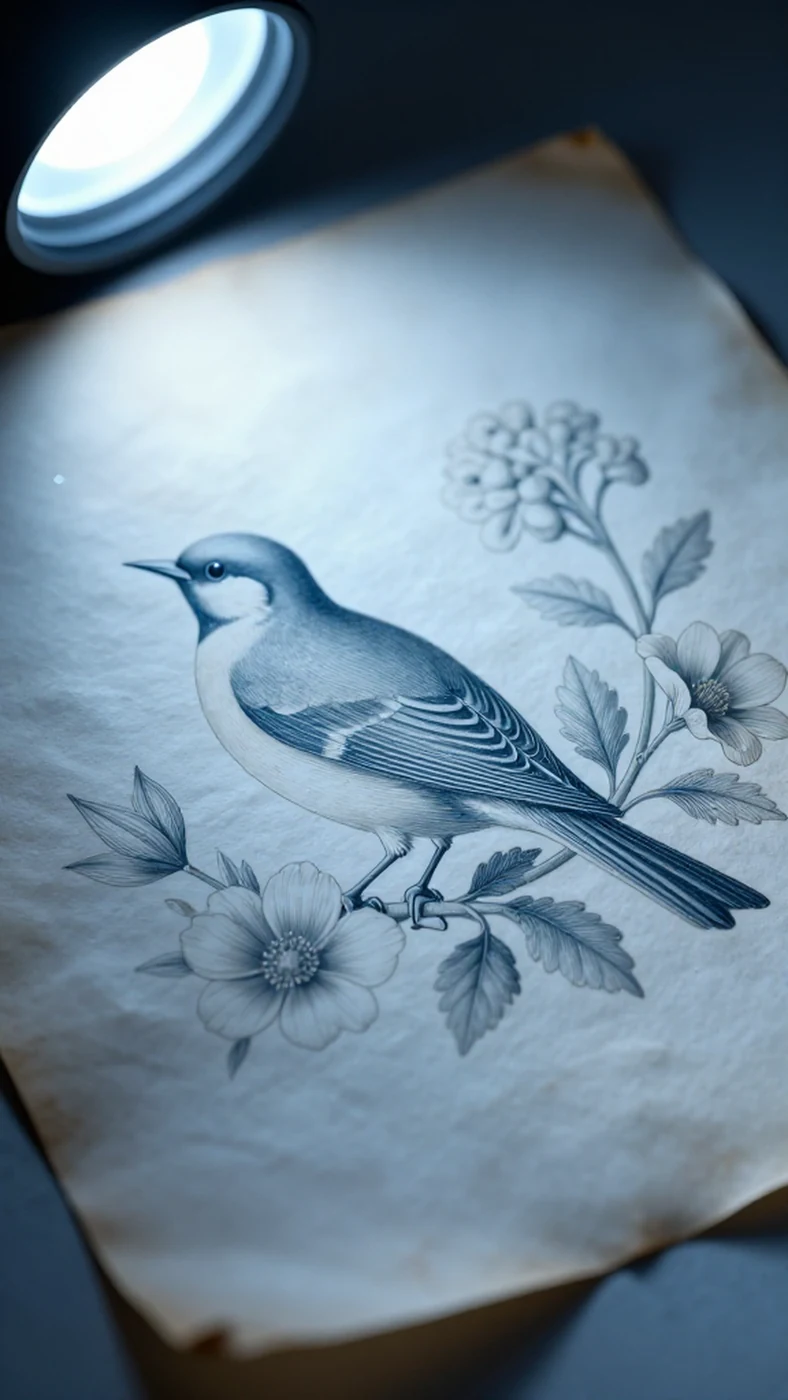 Aged paper botanical illustration, subtle specular highlights 4K — 4K abstract background