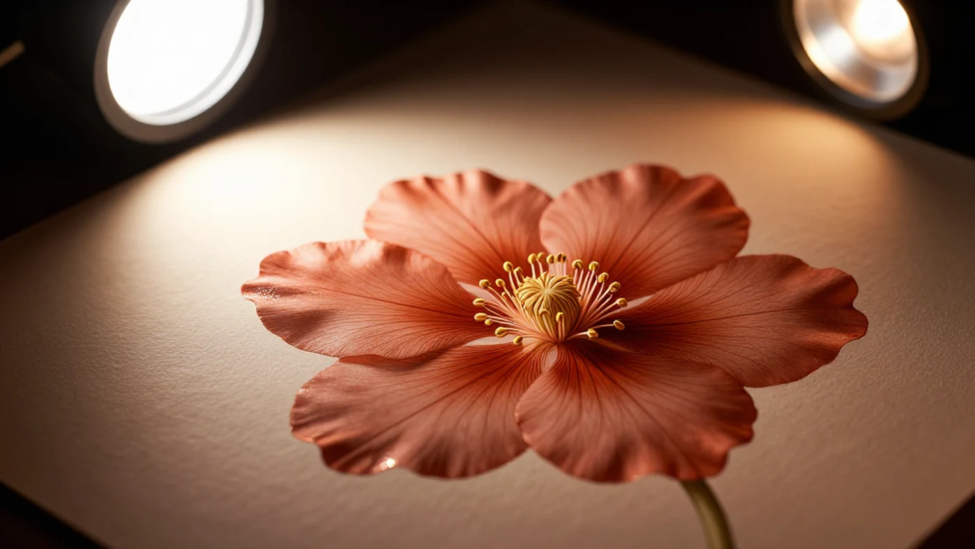 Terracotta Floral Specimen, Volumetric Light 4K — 4K abstract background