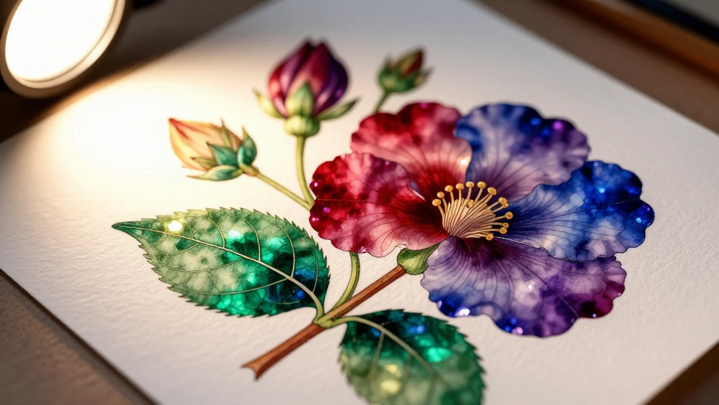 Emerald Ruby Sapphire Floral Specimen 8K — 4K abstract background