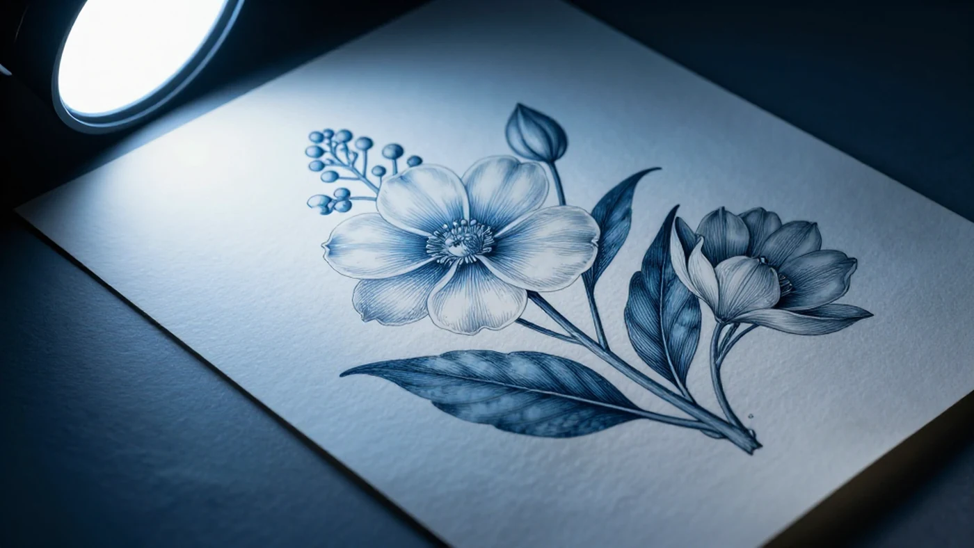 Antique Botanical Illustration, Cool Blue Light 4K — 4K abstract background