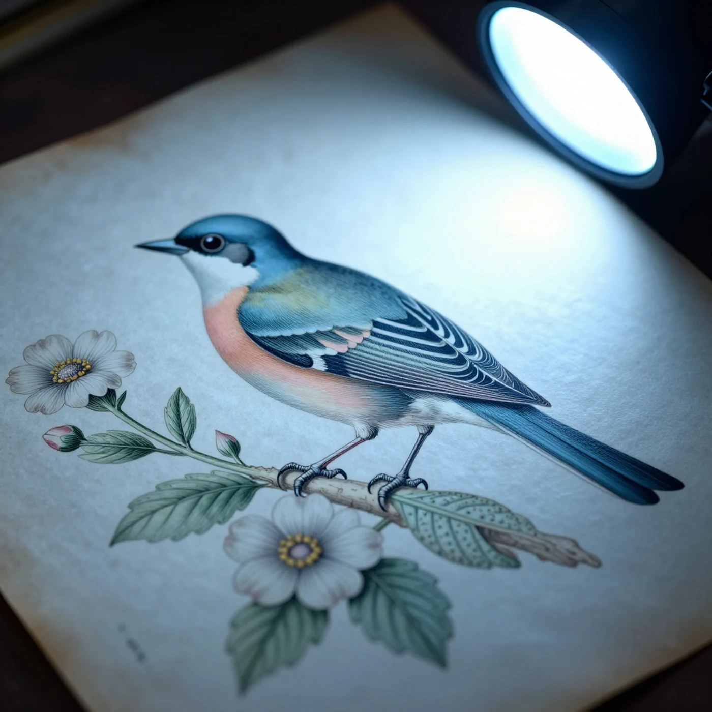 Aged paper botanical illustration, subtle grain 4K — 4K abstract background